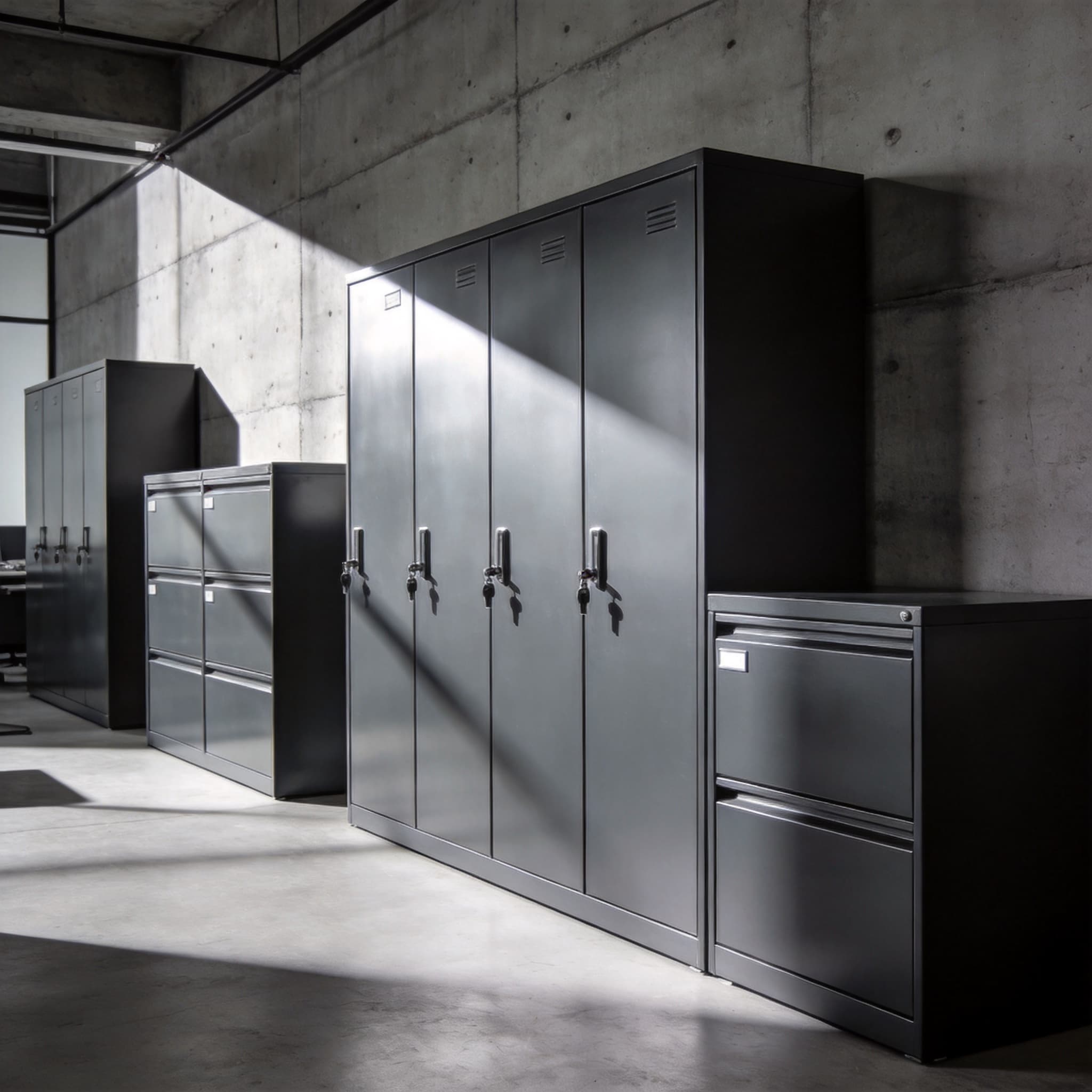 Graphite steel office storage cabinets