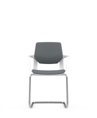 LE-08C Mid-Back Leather Visitor Chair by Wenyi filo product image